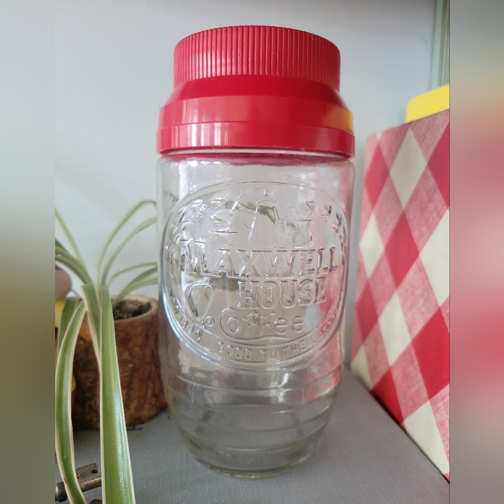 Maxwell House Glass Jar with Red Lid